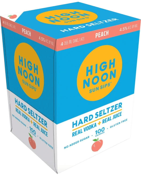 High Noon Peach Vodka & Soda – 12 Oz. 4 pack