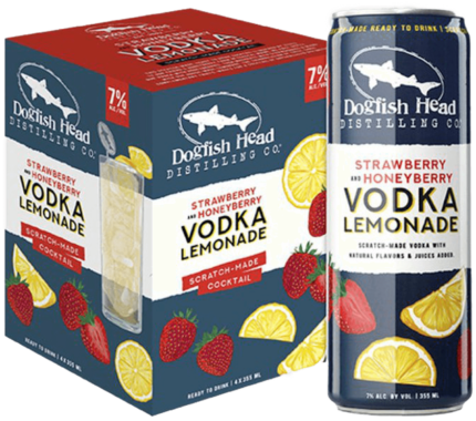Dogfish Head Strawberry Honeyberry Vodka Lemonade – 355ML 4 Pack