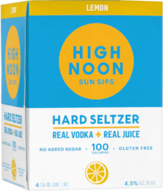 High Noon Lemon Vodka & Soda – 12 Oz. 4 pack