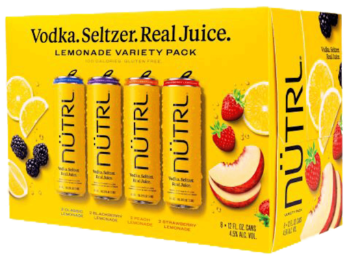 NÜTRL Vodka Seltzer Lemonade Assorted – 8 Pack 12Oz.
