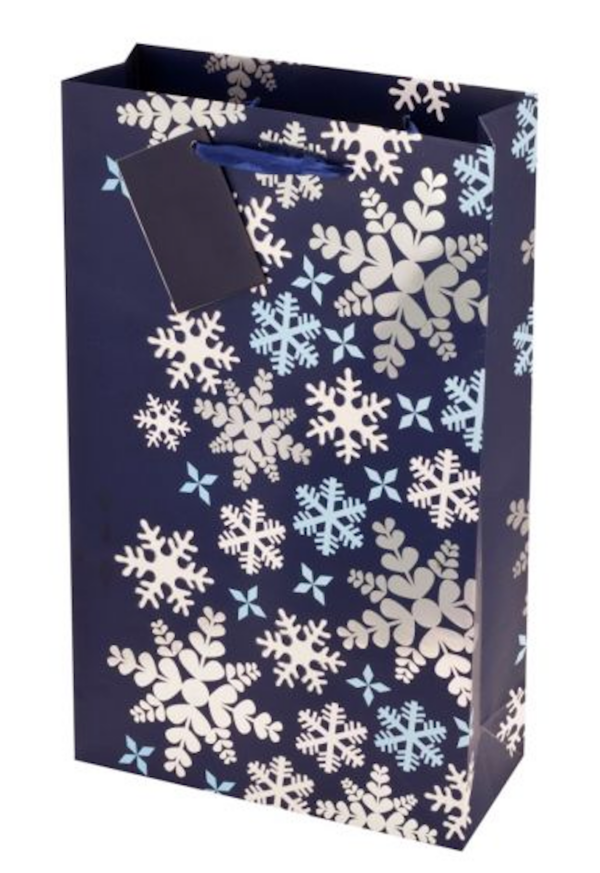 Blue Snowflake Gift Bag – Double Bottle