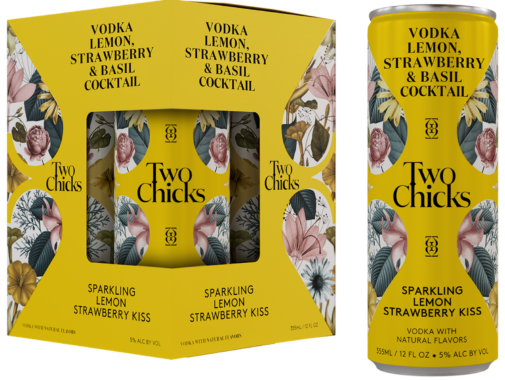 Two Chicks VODKA LEMON, STRAWBERRY & BASIL COCKTAIL 4 Pack – 355ML