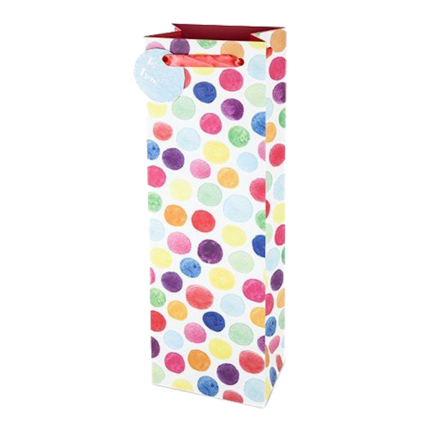 Watercolor Dots Gift Bag – Single Bottle