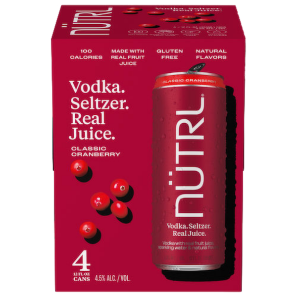 NÜTRL Cranberry Vodka Seltzer 4-Pack – 355ML