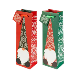 Holiday Gnomes Single Bottle Gift Bag